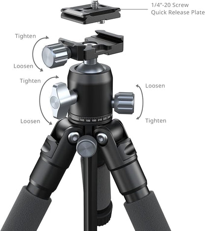 SmallRig VT-20Pro 21.2"/ 53.8cm Mini Tripod for Camera and Phone, Aluminum Alloy Small Desktop Tripod with 360° Ball Head, Table tripods Load Up to 11lb / 5kg