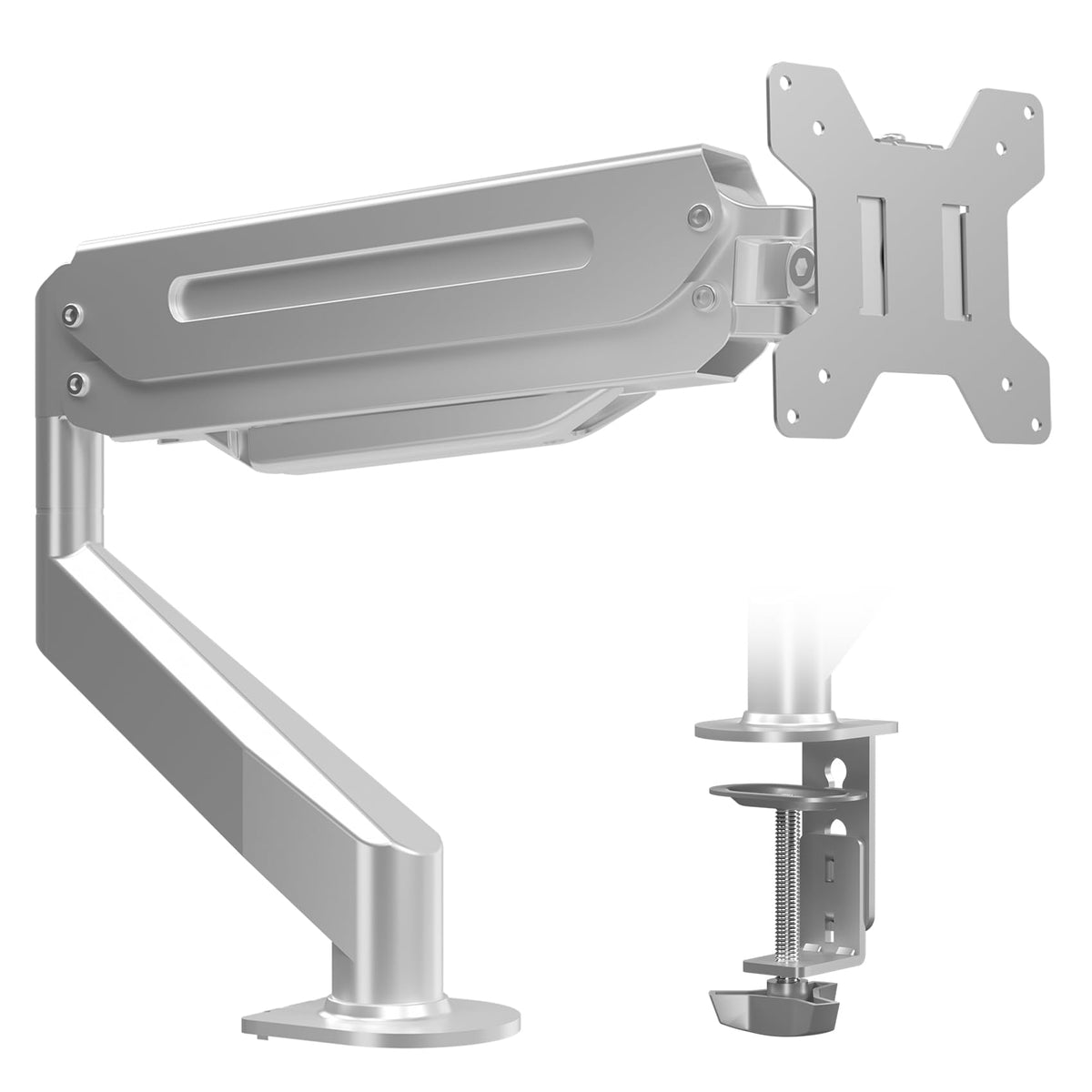 Suptek Monitor Mount Gas Spring Monitor Arm Desk Mount Fully Adjustable Fits 17 20 22 23 24 26 27 32 35 inch Monitors Weight Capacity up to 24.25 lbs, White