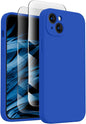 FireNova Designed for iPhone 15 Case, Silicone Upgraded [Camera Protection] Phone Case with [2 Screen Protectors], Soft Anti-Scratch Microfiber Lining Inside, 6.1 inch, Klein Blue