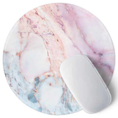 ITNRSIIET Round Mouse Pad with Stitched Edge Premium-Textured Waterproof Non-Slip Rubber Base Desktop Protection Mat Diameter 8.7 inches, Rose Gold Marbling
