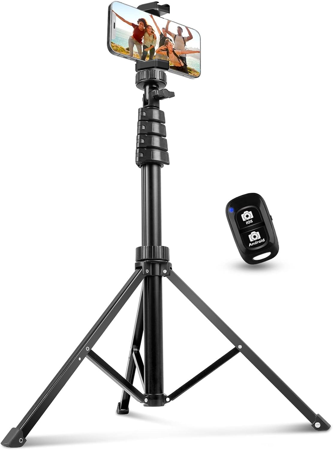 Aureday Phone Tripod, 92" Cell Phone Stand with 15" Gooseneck, Remote and Phone Holder, Overhead & Selfie Stick for Recording/Watching/Vlog, Compatible with iPhone Android, Pink