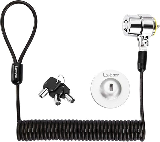Security Hardware Cable Lock Kit,Retractable Cable Lock Portable Keyed Laptop Lock 3 Keys 6.2Ft for Monitors, Laptops, MacBooks, Tablets, iPad,Mac mini, (Keyed Different)