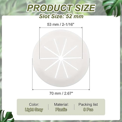 PATIKIL Desk Grommet 2-1/16", 8 Pcs Round Cable Grommet Cord Hole Cover with Adhesive Tape Flexible Table Wire Organizer for Office Home Table Countertop, Light Gray