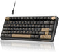 RK ROYAL KLUDGE R75 Wired Gaming Keyboard with Volume Knob, 75% Mechanical Gaming Keyboard Custom Gasket Mount with MDA Profile PBT Keycaps, QMK/VIA, Hot Swappable Silver Switch, Black