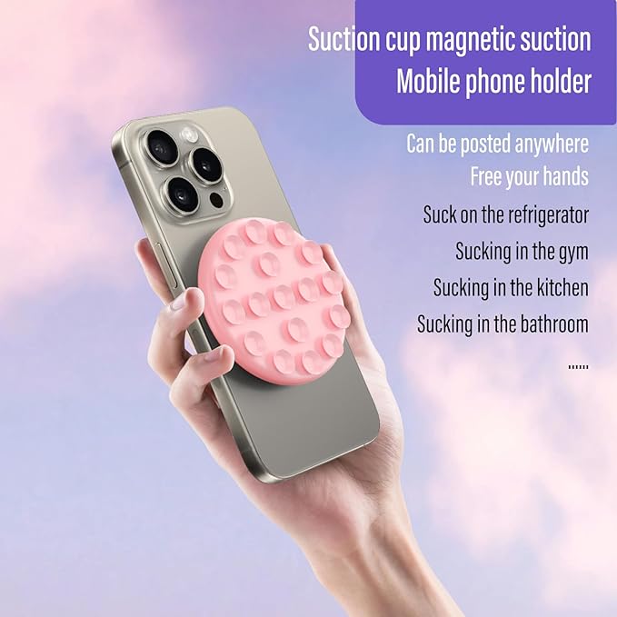 Muuto Silicone Sticky Phone Grip,Phone Grips for Back of Phone with Stronger Magnetic Attraction,Silicon Sticky Phone Grip Hands-Free Selfie/Video for Creator/Influencer,Women Live Makeup