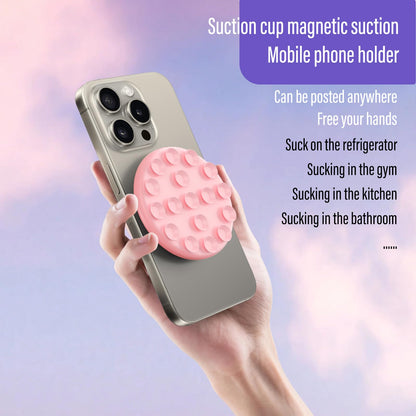 Magnetic Suction Phone Mount for MagSafe Case,Removable Octo Cup Buddy Sticky Phone Grip,for Content Creators/TikTok Video/Makeup,Selfies and Live,Pink