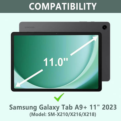 Keyboard Case for Samsung Galaxy Tab A9 Plus 5G 11 inch 2023 (SM-X210/X216/X218), 7 Color Backlit Detachable Keyboard Bluetooth, Smart Folio Cover with S Pen Holder for Galaxy Tab A9+ 11"(Dark Green)
