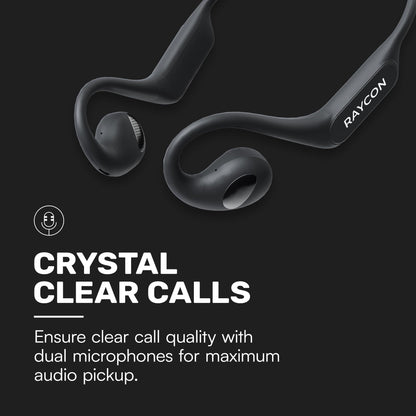 Raycon Open Bluetooth Headphones - Open Ear Running Headphones, Sweat & Water-Resistant Open Earbuds with Mic for Sports & Workouts, 12hr Playtime (Black)