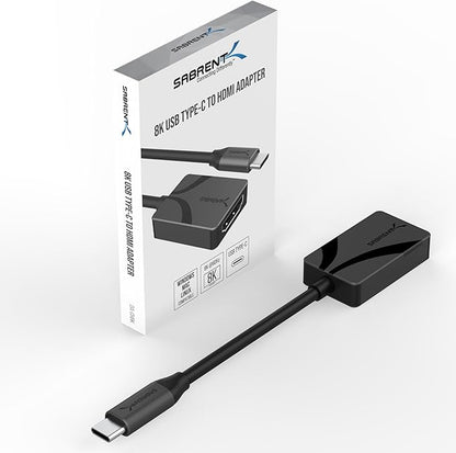 SABRENT 8K USB Type-C to HDMI Adapter - 8K@30Hz & 4K@120Hz, HDR10/Dolby Vision, VRR & FreeSync, Compatible with Laptops, Tablets, Smartphones, Portable Gaming Systems, Aluminum Design (DA-CH8K)