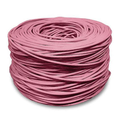 Dripstone CAT6 Ethernet Cable 1000ft Bulk Network LAN Wire 23AWG Solid UTP 550MHz High-Speed Internet Cable Gaming, Streaming, Office, Home Use, Pull Box, Cat6 Bulk, Stable Connectivity - Pink
