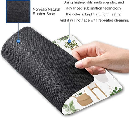 Hokafenle Mouse Pad, Square Personalized Computer Mouse Pads with House Plants Design, Washable Mouse Mat, Office Home Non-Slip Rubber Base Mousepad