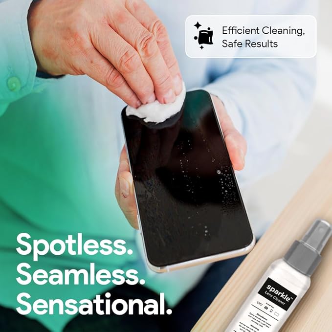 Sparkle Anti-Reflective Lens Cleaner Spray kit | (2) 2oz Glasses Cleaner Spray + (2) Microfiber Cloth for Eyeglasses, Sunglasses, Lenses, Screens and Camera Cleaning Kit (4 Piece Set)