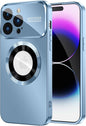 Magnetic for iPhone 14 Pro Max Case, Compatible with MagSafe, Built-in Camera Lens Protector, Logo View, Military Grade Drop Proof Phone Case Cover, Sierra Blue
