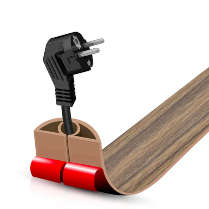 Floor Cord Cover Self Adhesive Cord Hider,3.3FT Cable Management, Extension Strip Protector for Wires, Prevent Cable Trips for Offices, Gyms, Exhibitions Cavity:0.3"(W) x0.28(H) Woodsmokedbrown