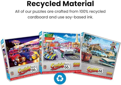MasterPieces - 1000 Piece Jigsaw Puzzle, Route 66 Pitstop, Fun for Adults, Family, Kids, 19.25" x 26.75"