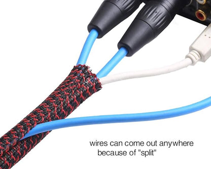 Alex Tech 25ft - 3/4 inch Cord Protector Wire Loom Tubing Cable Sleeve Split Sleeving For USB Cable Power Cord Audio Video Cable – Protect Cat From Chewing Cords - Blackred