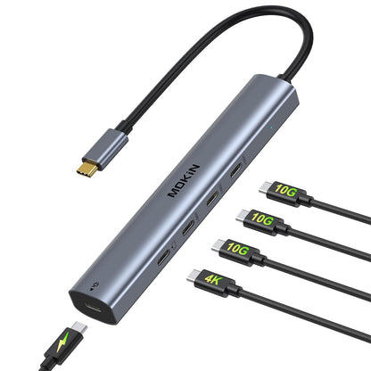 USB C Hub 10Gbps,MOKiN USB C Splitter with 4K@60Hz Video Output,100W PD Charging,Data Transfer,USB4 Multiport Dongle for MacBook Pro,iPad Pro and Type-C Devices