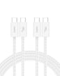 Belkin USB C to USB C Cable 2-Pack, 6.6ft, 60W - Type C Charger, iPhone Charger Cord, Soft, Braided, Flexible for iPhone 16, Galaxy S25, Pixel 9, Airpods, iPad Pro & More, Travel Essentials - White