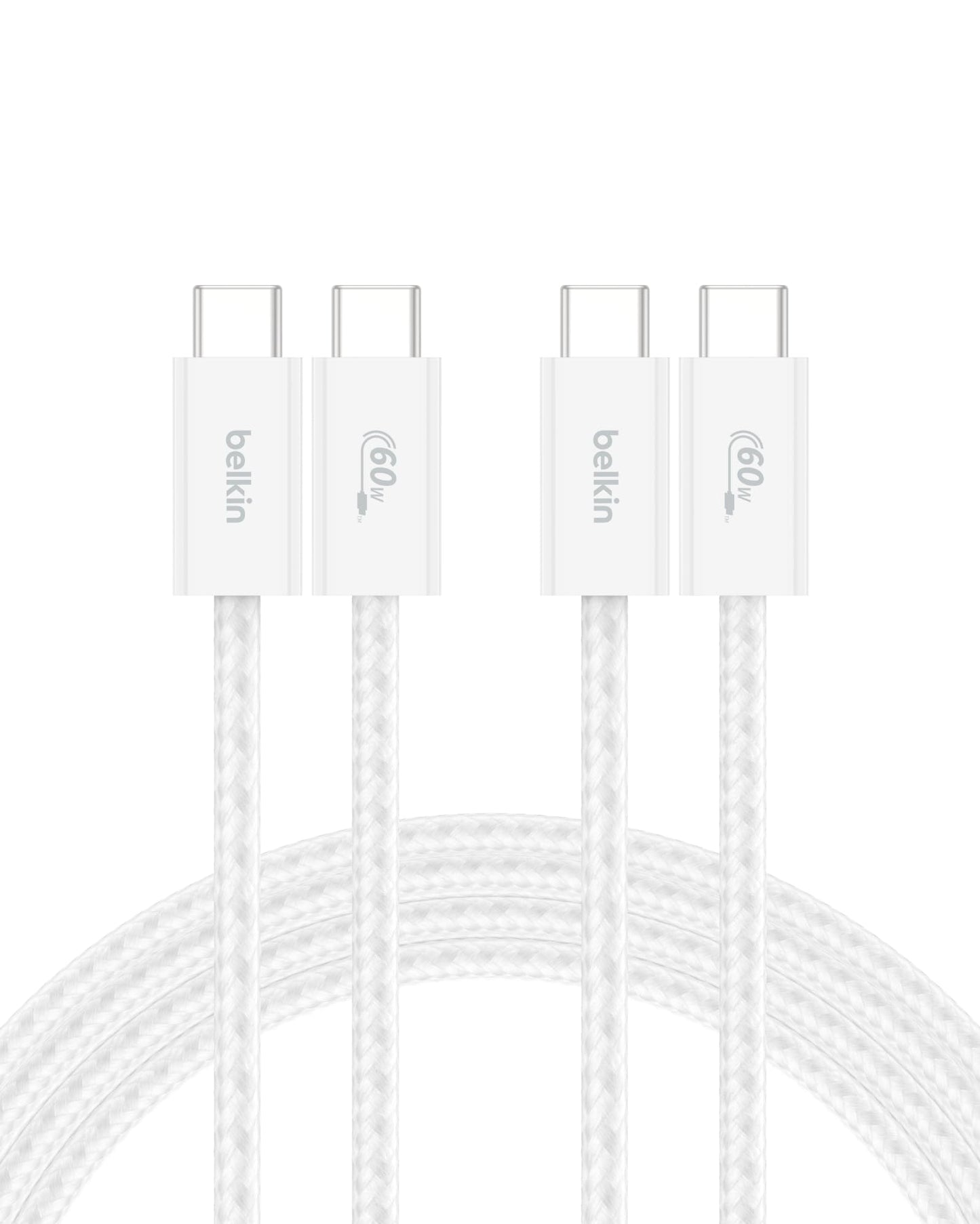 Belkin USB C to USB C 60W Braided Cable 2 Pack, 6.6ft iPhone Charger Cord