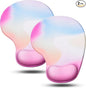 JIKIOU Mouse Pad, 2 Pack Ergonomic Mouse Pads with Comfortable Gel Wrist Rest Support and Smooth Cloth, Non-Slip PU Base for Easy Typing Pain Relief Durable and Easy to Clean Small Rainbow