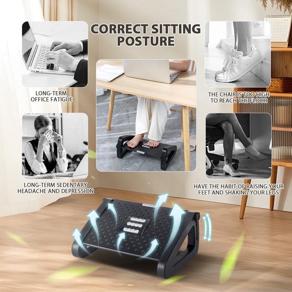 CasaZenith Foot Rest, Six Heights Adjustable Foot Rest Under Desk at Work