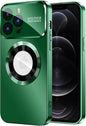 MAKAVO Magnetic for iPhone 12 Pro Max Case, Compatible with MagSafe, Built-in Camera Lens Protector, Logo View, Military Grade Drop Proof Phone Case Cover, Green