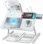Laptop Lap Desk with Cooling Fan - Adjustable with Light, USB, Storage Drawer - Folding Bed Desk,22.04"*12.59",White
