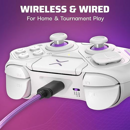 PDP Victrix Pro BFG Wireless Gaming Controller for Playstation 5 / PS5, PS4, PC, Modular Esports Gamepad, Remappable Buttons, Customizable Triggers/Paddles/D-Pad/Fightpad, PC App, White