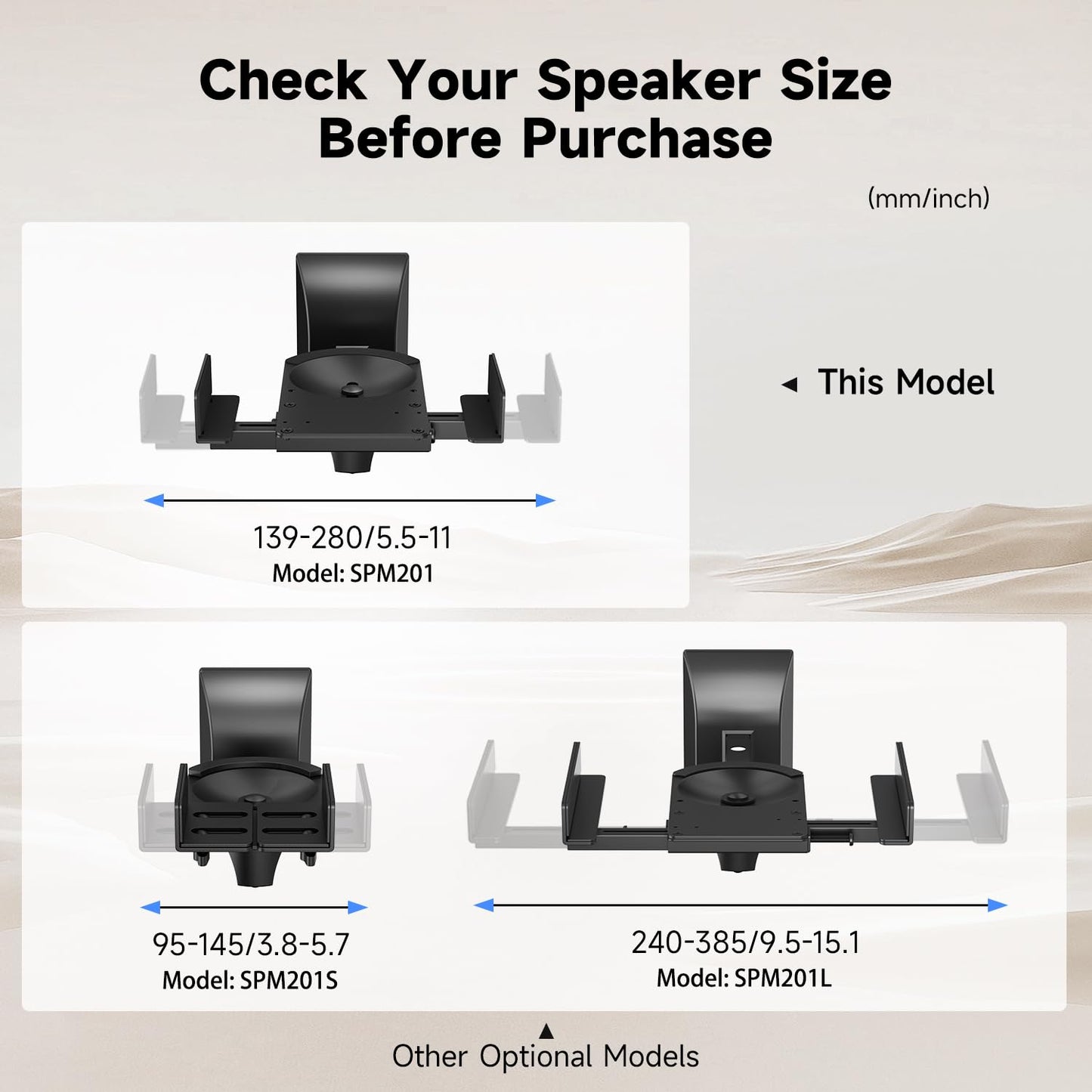 suptek Speaker Wall Mount Adjustable for Large Bookshelf Speaker Mounts