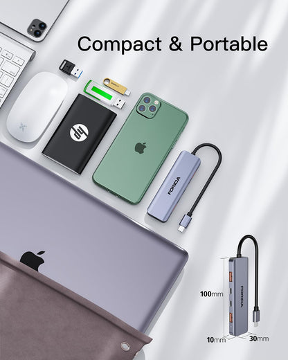 USB C Hub 10Gbps USB C Multiport Adapter for MacBook ipad Phone with 100W PD Charging, USB c Splitter 1 in 4 Out 10Gbps Data Ports Compatible with Surface, XPS, Samsung, Dell and More(Space Gray)