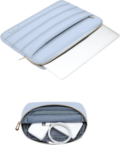MOSISO 14 inch Laptop Case, 14 inch Puffy Laptop Sleeve Compatible with HP Lenovo Dell ASUS Acer, HP Stream, Dell Latitude, Lenovo IdeaPad, Polyester Horizontal Bag with Small Case, Baby Blue