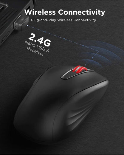 Lenovo USB-C Silent Mouse (WL500) - Silent Buttons, Ambidextrous Grip, Adjustable DPI, Plug-and-Play 2.4G Receiver Computer Mouse, Black