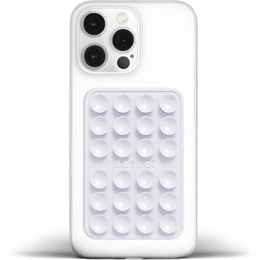 JingJinYY Medium-Sized Silicone Suction Phone Case Adhesive Mount, Enhanced Suction Power and Upgraded Thickened Sticky Phone Grip, Durable, Hands-Free Sticky Phone Holder, 2.28"x3.46" (White)