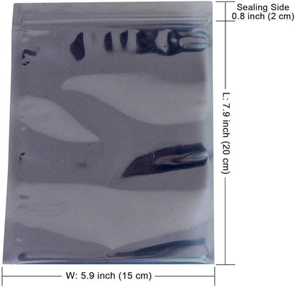 50Pcs Antistatic Resealable Bag 15X20cm/5.9X7.9inch, Premium Anti Static Bag for SSD HDD and Other Electronic Devices