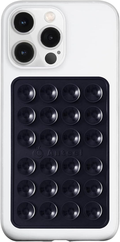 Anteel MAX Silicone Suction Phone Case Adhesive Mount, Upgraded Super Strong Grip, Durable, Easy to Use, Hands-Free Sticky Phone Holder for Selfies, Tiktok Videos, 2.56"x3.94" (Black)