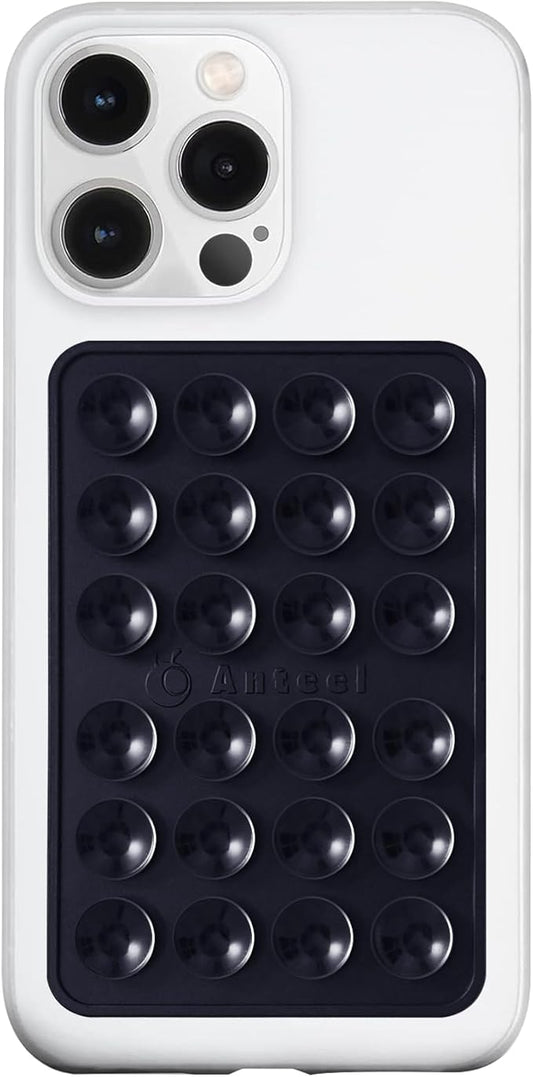 Anteel MAX Silicone Suction Phone Case Adhesive Mount, Upgraded Super Strong Grip, Durable, Easy to Use, Hands-Free Sticky Phone Holder for Selfies, Tiktok Videos, 2.56"x3.94" (Black)