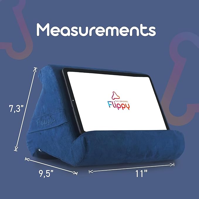Flippy Tablet Pillow Stand - Cushion Tablet Stand & Holder, Bed Support for Lap and Desk, Compatible with Phone & Book Reading: Kindle, iPad Pro, iPhone & Samsung - True Blue