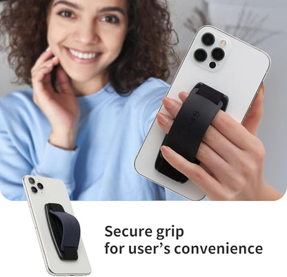 Sinjimoru Detachable Phone Grip Kickstand for Wireless Charging Compatible Phone Finger Holder for iPhone & Smartphones. Sinji Mount S-Grip Olive Grey
