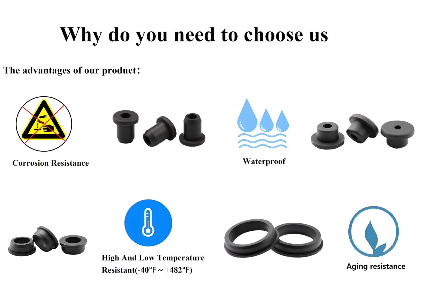 10 pcs 13/16" Drill Hole，3/8" ID Black Silicone Top hat Rubber Grommets for Wiring，Automotive，Firewall，Hole Plug，Desk，Screw，Water and Gas Pipe，Drain，House Siding，Cable Bushing，Glass，Wire Plug