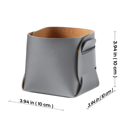 HOMIEAZICOZI 2-Pack Cork Leather Desk Accessories Storage - Pencil Pen Holder - Makeup Brush Holder Organizer - Stylish Addition to Home Decor (Gray)