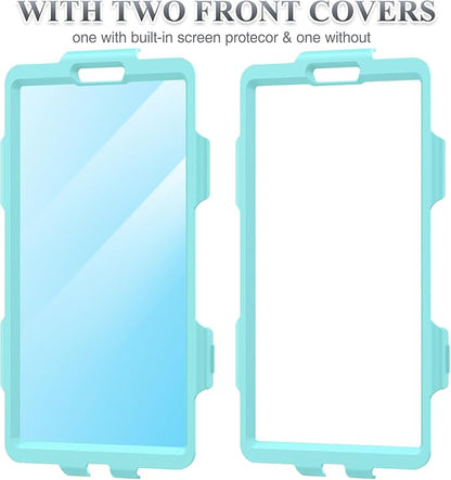 SEYMAC stock Case for Samsung Galaxy Tab A9 8.7'', Full-Body Drop Protection Case with Screen Protector Pencil Holder [360° Rotating Hand Strap] &Stand, SkyBlue+Black
