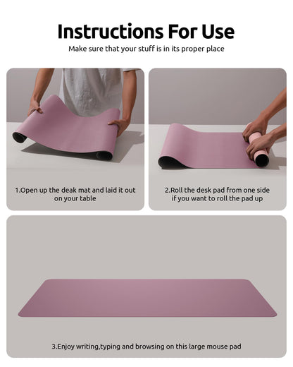 YSAGi Desk Mat, Dual-Sided Desk Pad, 31.5" x 15.7" Laptop Leather Desk Pad Protector, Desk Blotter for Keyboard and Mouse, Waterproof Desk Writing Pad for Office and Home (Dark Pink+Pink)