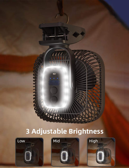 SLENPET 20000mAh Rechargeable Portable Clip-on Fan – Battery Operated, Last 78 Hrs, 4 Speeds with Light & Hook, 8 Inch Personal for Camping, Outdoor, Golf Cart, Stroller & Desk Use