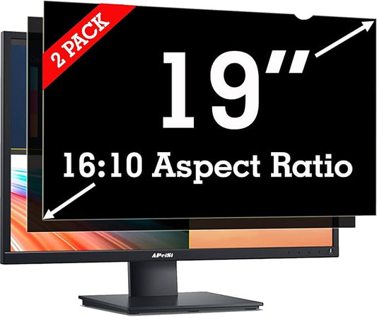 APeiSi [2 Pack] 19 Inch Privacy Screen Filter for Widescreen 16:10 Monitor | Privacy Shield | Anti-Glare | Anti-Blue light Protector | Eye Protection | Computer Security Private Filter