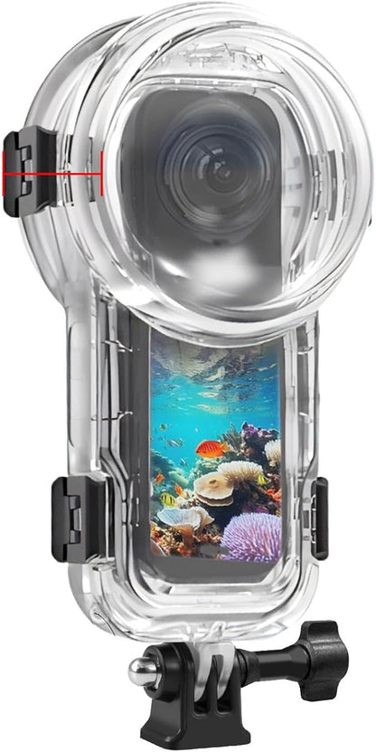 Invisible Dive Case for Insta360 X5, FotStdio Insta 360 X5 Waterproof Case 60m/196ft Underwater Diving Housing Cover Protective Sealed Shell Photography Housings Action Camera Accessories