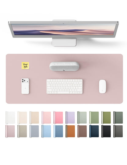 YSAGi Large Extended PU Leather Desk Pad Protector – Non-Slip Waterproof Desk Mat for Office & Home, Easy Clean Mouse Pad & Laptop Writing Blotter 35.4"x17" Black — 23.6" x 13.8"