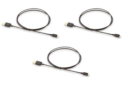 Amazon Basics 3-Pack USB-A to Micro USB Charging Cable, 480Mbps Transfer Speed with Gold-Plated Plugs, USB 2.0, 3 Foot, Black