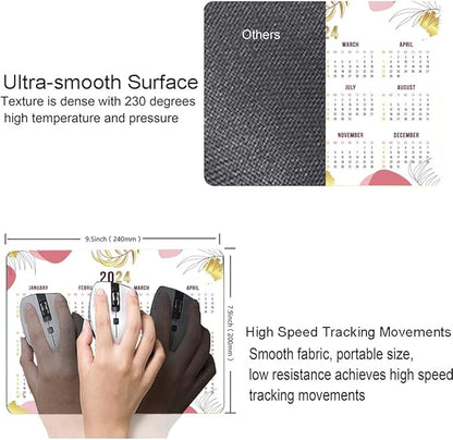 Mouse Pad, 2025 Calendar Mouse Pads, Cute Square Mouse Mat Waterproof Non-Slip Rubber Base Computer Mousepad for Desk Home Office Laptop, Abstract Leaf Calendar