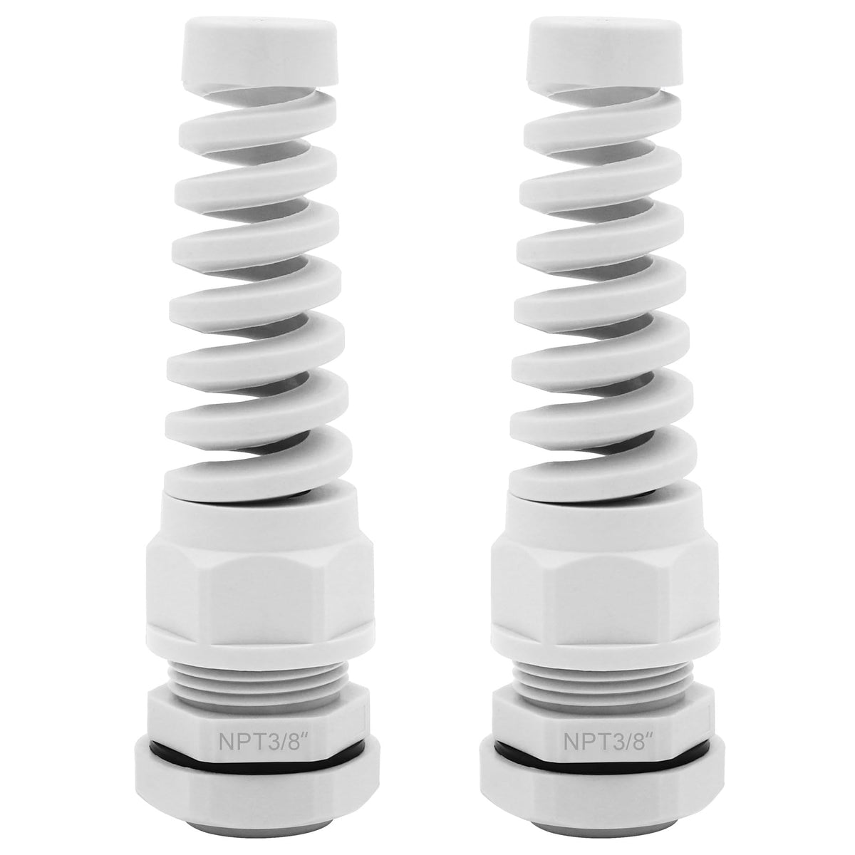 Strain Relief Cord Connector,LISTENJIALE 2Pcs NPT 1/4" Waterproof Cable Gland Flex Spiral Strain Relief Adjustable 4-8mm Cable Connector Nylon Joint with Gaskets(Black)