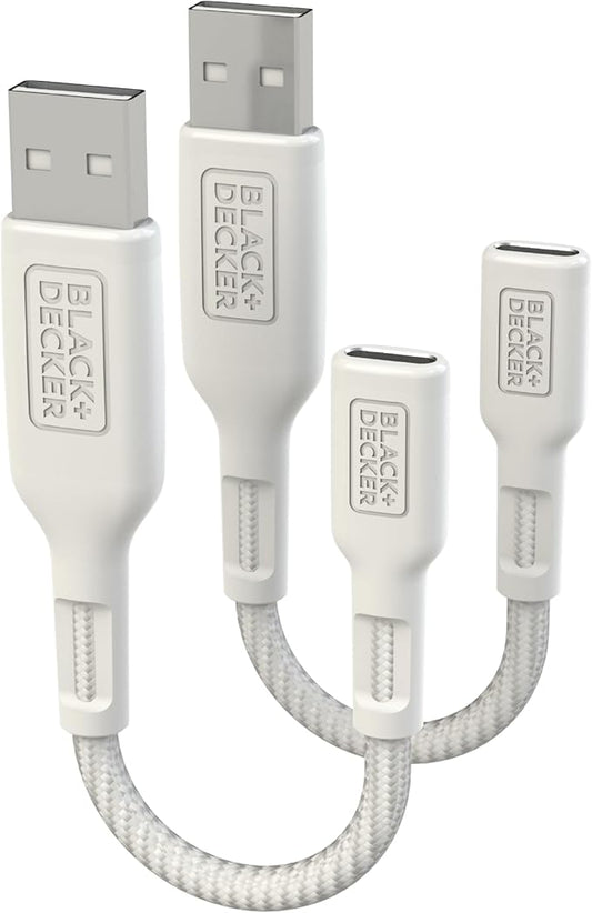BLACK+DECKER USB C to USB Adapter [2 Pack], Type C Female to USBA Male OTG Cable USBA to USBC Adapter Apple Compatible with MacBook Pro/Air, iPhone 16/15 Series, Samsung Galaxy S24/S23/S22, White